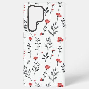 Coque Samsung Galaxy Élégant Floral - Motif botanique rouge et noir