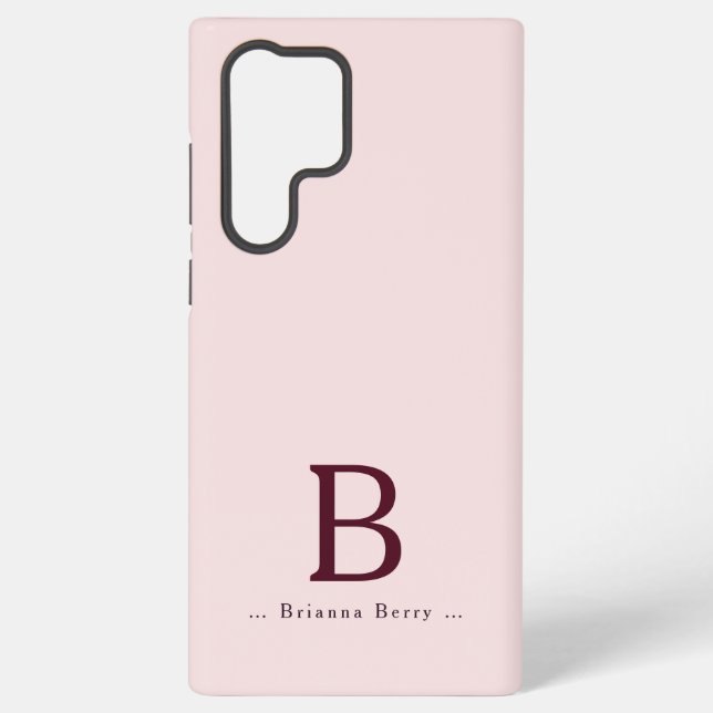 Coque Samsung Galaxy Élégant Monogramme Blush (Verso)