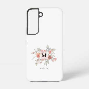 Coque Samsung Galaxy Élégant Monogramme floral rose pâle