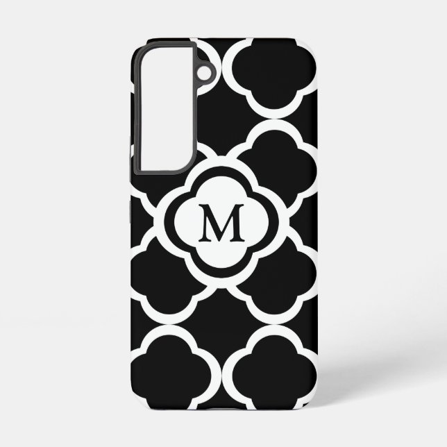 Coque Samsung Galaxy Élégant Monogramme noir et blanc (Verso)