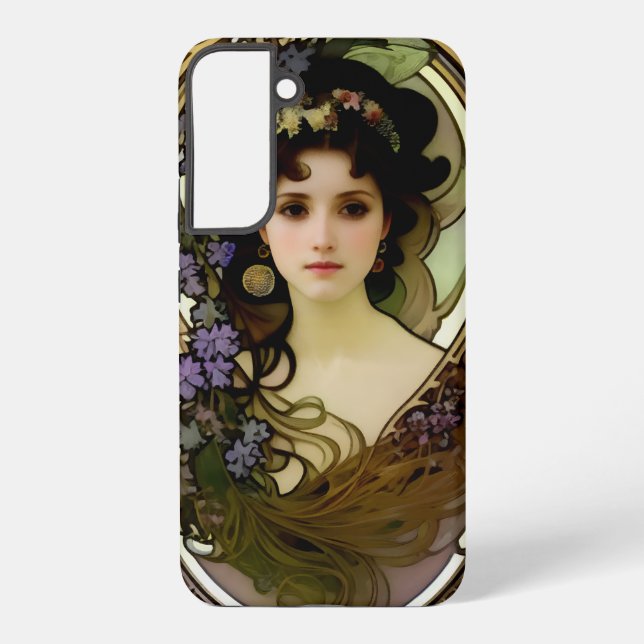 Coque Samsung Galaxy Elégant Mucha Style Portrait d'une belle femme (Verso)