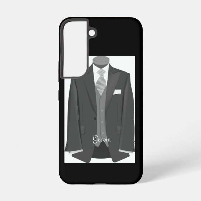 Coque Samsung Galaxy Elegant Script Wedding Tuxedo Suit Groom  (Verso)