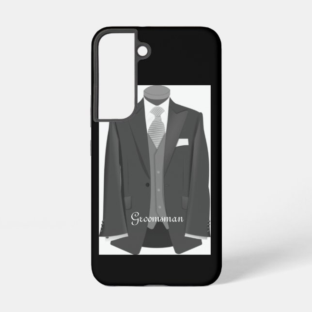Coque Samsung Galaxy Elegant Script Wedding Tuxedo Suit Groomsman (Verso)