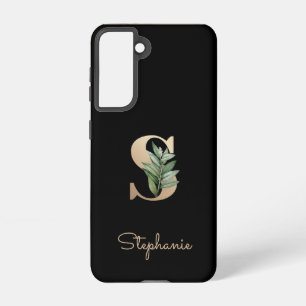 Coque Samsung Galaxy Élégante lettre d'or monogramme botanique S