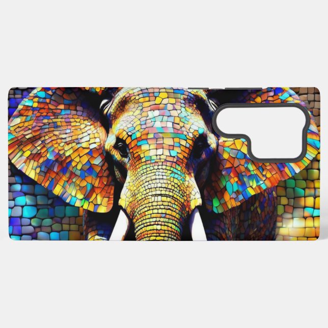 Coque Samsung Galaxy Eléphant mosaïque (Verso Horizontal)