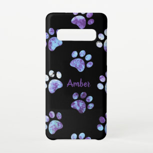 Coque Samsung Galaxy S10 Empreinte de patte texturé violet Motif personnali