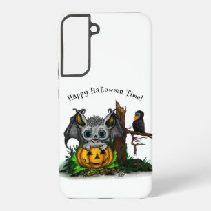 Coque Samsung Galaxy En attendant Halloween, Chauve-souris et Corbeau m
