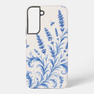 Coque Samsung Galaxy Étui de téléphone bleu chinoiserie abeille lavande