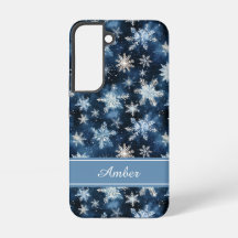 Étui de téléphone flocon de neige bleu personnalis