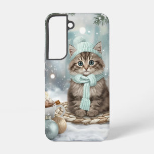 Coque Samsung Galaxy Étui de téléphone Kawaii Chat d'Hiver Version Sa
