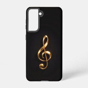 Coque Samsung Galaxy Étui Galaxy S21 Black 4 Luxe, Clé de Sol Dorée
