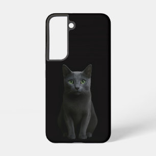 Coque Samsung Galaxy Étui Galaxy S22 Black 4 Luxe, Chat Russe Bleu