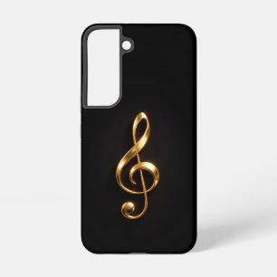 Coque Samsung Galaxy Étui Galaxy S22 Black 4 Luxe, Clé de Sol Dorée