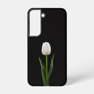 Coque Samsung Galaxy Étui Galaxy S22 Black 4 Luxe, Tulipe Blanche Perle