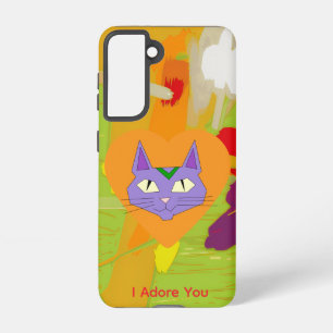 Coque Samsung Galaxy Étui pour téléphone Samsung Galaxy Cat Love Heart