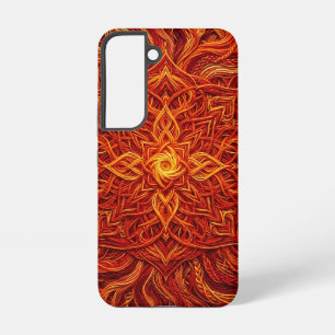 Coque Samsung Galaxy Étui Samsung Mandala Abstrait Cercle Rouge Feu
