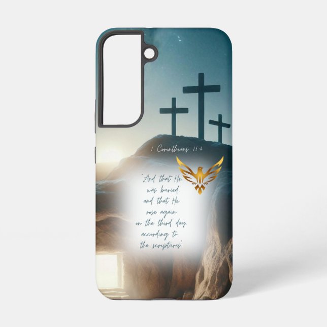 Coque Samsung Galaxy Faith Jesus Resurrection Gold Dove Calvary (Verso)