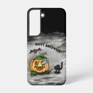 Coque Samsung Galaxy Fantôme, Chat, Chat et Citrouille, Bonne Halloween