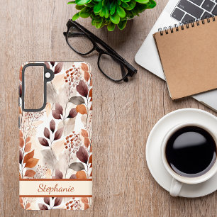 Coque Samsung Galaxy Feuilles d'automne de Terracotta et de Bourgogne  