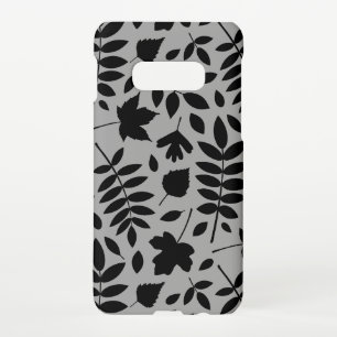 Coque Samsung Galaxy S10E Feuilles tombés Lg Motif noir sur gris