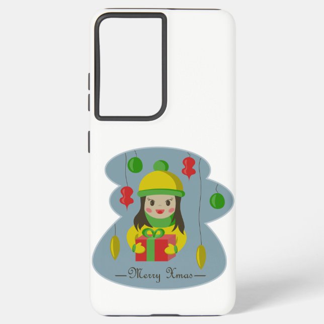 Coque Samsung Galaxy Fille avec boîte cadeau de Noël (Verso)