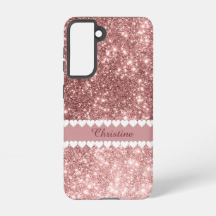 Coque Samsung Galaxy Fille Personnalisée Faux Gliiter Rose