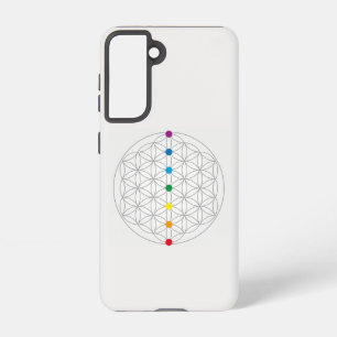 Coque Samsung Galaxy Fleur de design de vie et 7 chakras couleurs arc-e