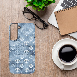 Coque Samsung Galaxy Fleur de Lis - Bleu Vintage