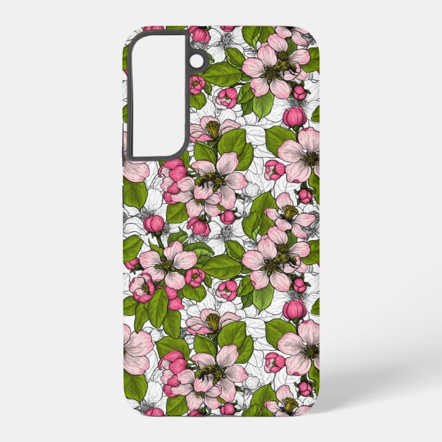 Coque Samsung Galaxy Fleur de pomme sur blanc (Verso)