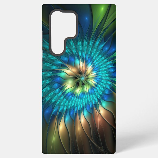 Coque Samsung Galaxy Fleur d'Imaginaire lumineux, Fractale Abstraite co (Verso)