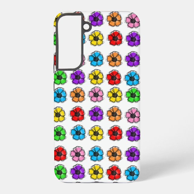 Coque Samsung Galaxy Fleur Floral Doodle Line Art Aquarelle Abstraite (Verso)