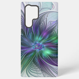 Coque Samsung Galaxy Fleur vert violet Art Abstrait moderne Fractal