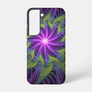 Coque Samsung Galaxy Fleuron vert violet Art Abstrait fractal moderne