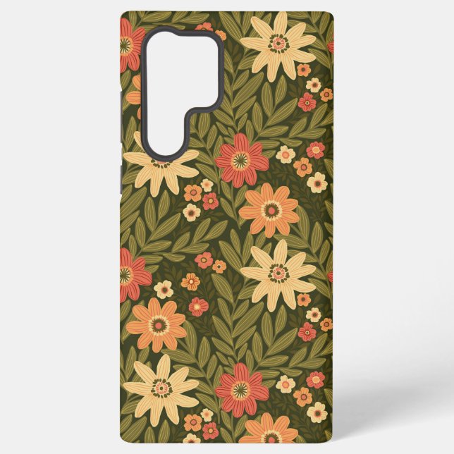 Coque Samsung Galaxy Fleurs bohèmes dans les tons terre (Verso)