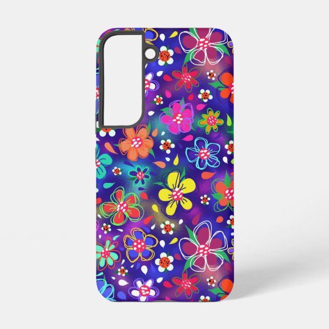 Coque Samsung Galaxy Fleurs colorées Boho Doodle (Verso)