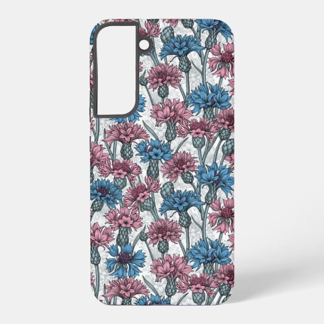 Coque Samsung Galaxy Fleurs de maïs roses et bleues, fleurs sauvages su (Verso)