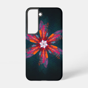 Coque Samsung Galaxy Fleurs de mandala floral orange rouge bleu abstrai
