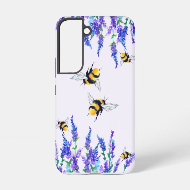 Coque Samsung Galaxy Fleurs de printemps et abeilles volent (Verso)