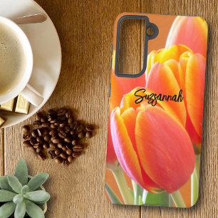 Coque Samsung Galaxy Fleurs de tulipes orange vibrant personnalisées Ph