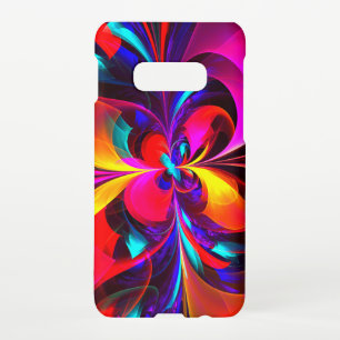 Coque Samsung Galaxy S10E Floral moderne Art Abstrait Rouge Bleu Motif #07