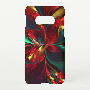 Coque Samsung Galaxy S10E Floral moderne Art Abstrait Rouge Vert Motif #11