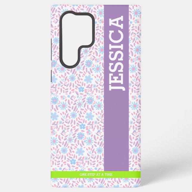 Coque Samsung Galaxy Floral Nom personnalisé Samsung Coque (Verso)