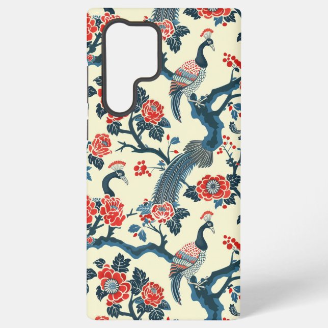 Coque Samsung Galaxy Floral Oriental Peacock style japonais (Verso)