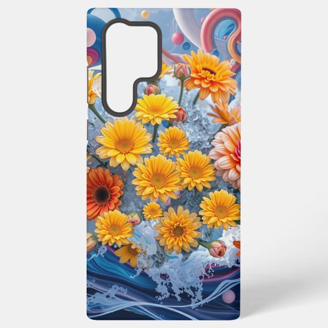 Coque Samsung Galaxy Flowers and Ocean Waves (Verso)