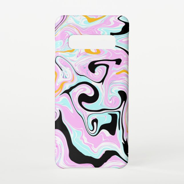 Coque Samsung Galaxy Fluid Art Cotton Bonbon rose, Turquoise, noir et o (Dos)