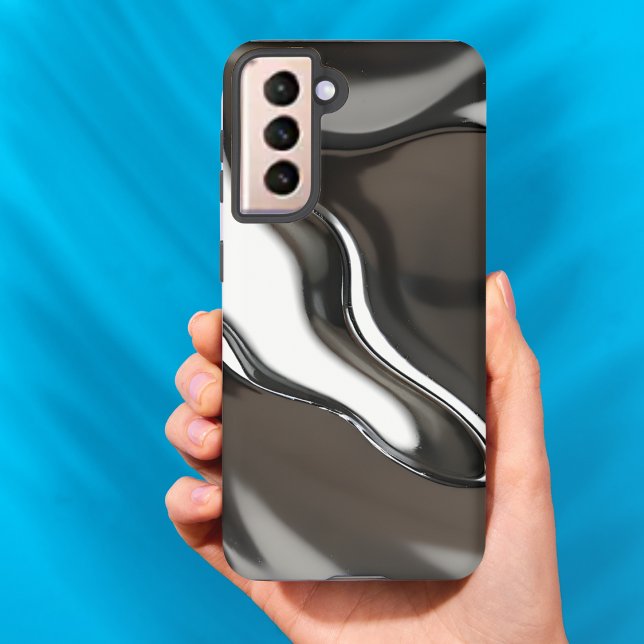 Coque Samsung Galaxy Flux Chrome Liquide Abstrait Métallique (Créateur téléchargé)