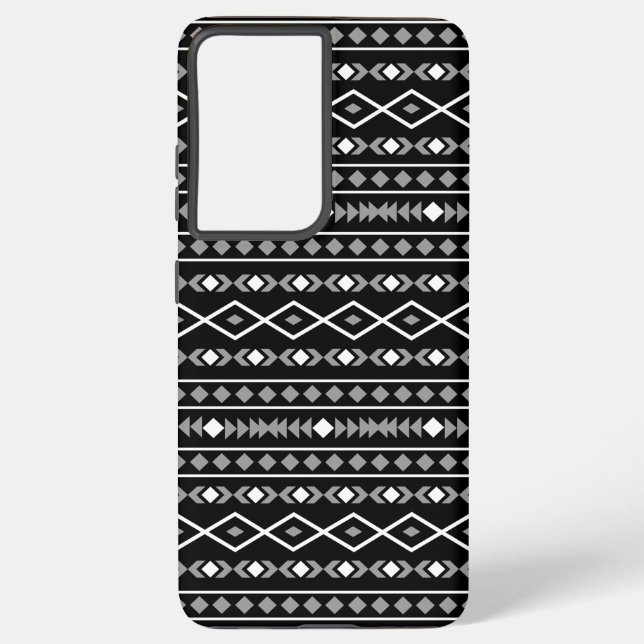 Coque Samsung Galaxy Formes aztèques Motif blanc gris noir (Verso)