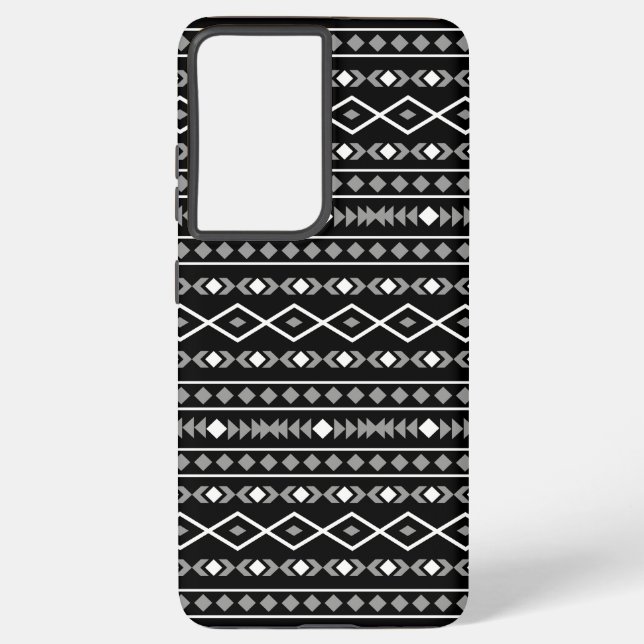 Coque Samsung Galaxy Formes aztèques Motif blanc gris noir (Verso)