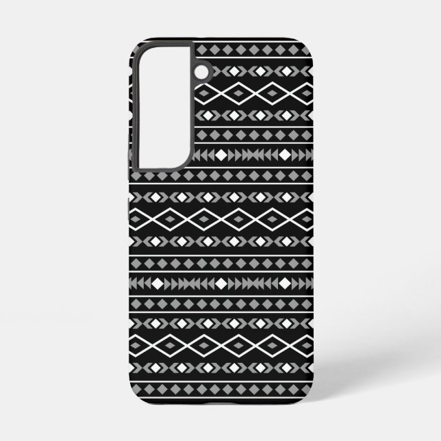 Coque Samsung Galaxy Formes aztèques Motif blanc gris noir (Verso)