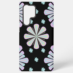 Coque Samsung Galaxy Formes florales pastel sur fond noir